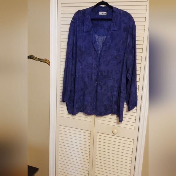 3-for-$15 item/  long sleeves button shirt 3/4 X navy with gold stripes - Picture 1 of 4